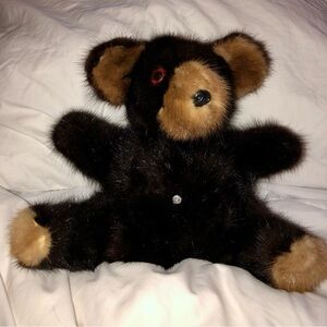 Mink Teddy Bear w/Diamond Belly Button EXCELLENT VINTAGE CONDITION!